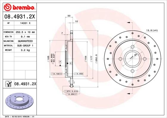 Brembo 08.4931.2X - Brake Disc car-mod.net