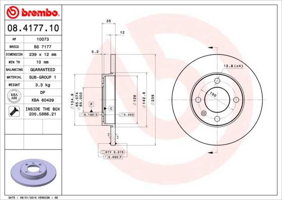 Brembo 08.4177.10 - Brake Disc car-mod.net