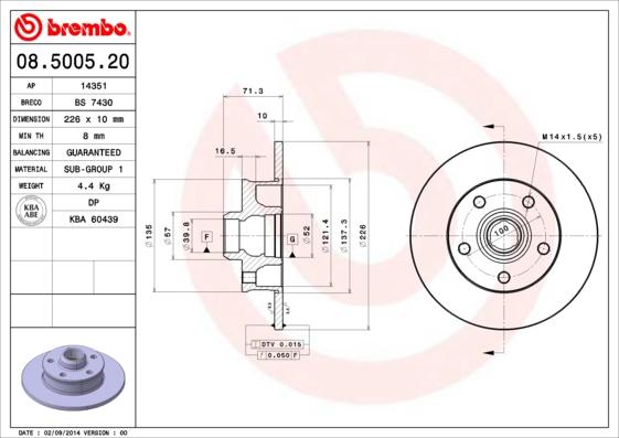 Brembo 08.5005.20 - Brake Disc car-mod.net