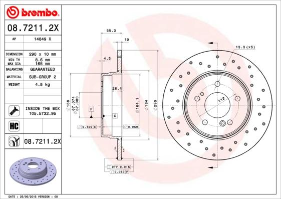 Brembo 08.7211.2X - Brake Disc car-mod.net