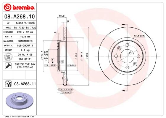 Brembo 08.A268.11 - Brake Disc car-mod.net