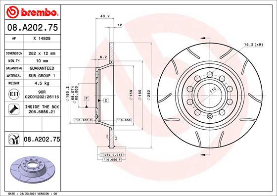 Brembo 08.A202.75 - Brake Disc car-mod.net