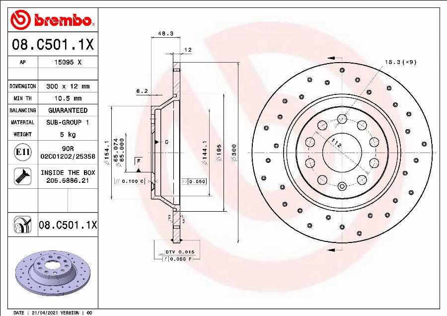 Brembo 08.C501.1X - Brake Disc car-mod.net