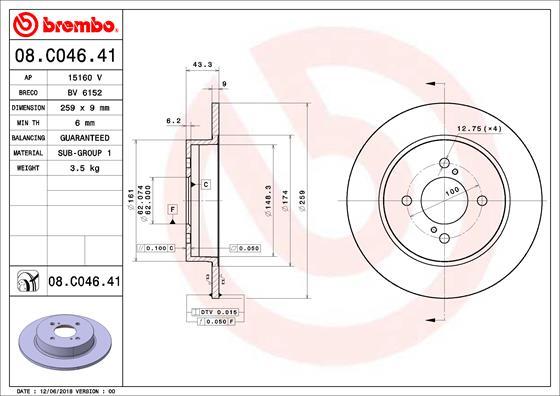 Brembo 08.C046.41 - Brake Disc car-mod.net