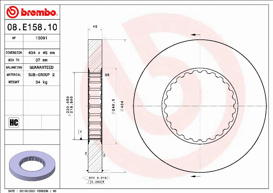 Brembo 08.E158.10 - Brake Disc car-mod.net