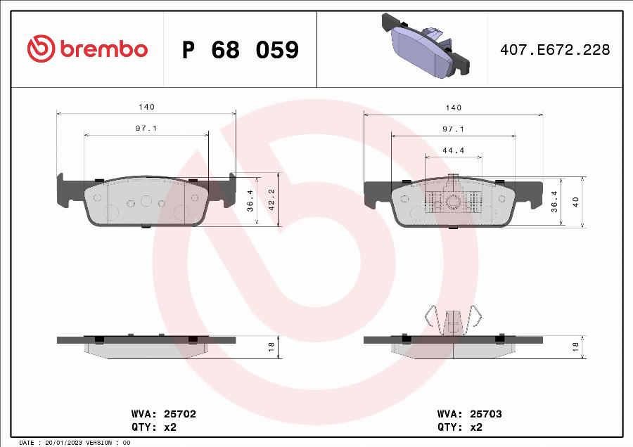 Brembo P 68 059 - Brake Pad Set, disc brake car-mod.net