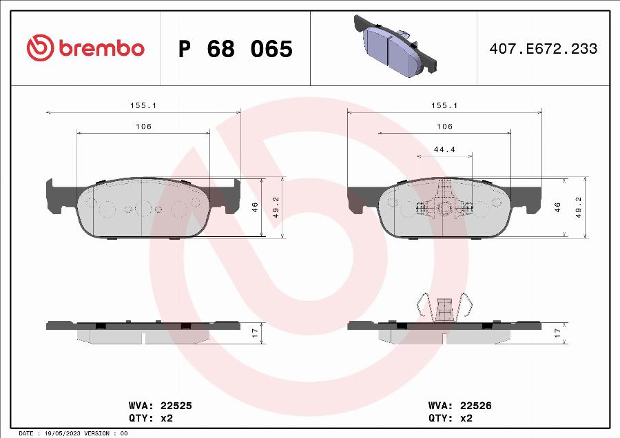 Brembo P 68 065 - Brake Pad Set, disc brake car-mod.net