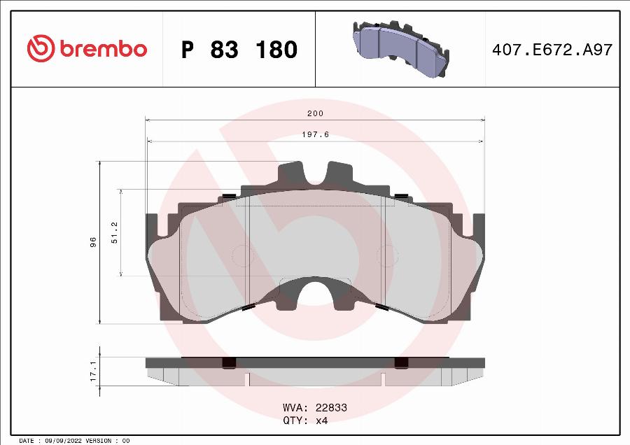 Brembo P 83 180 - Brake Pad Set, disc brake car-mod.net