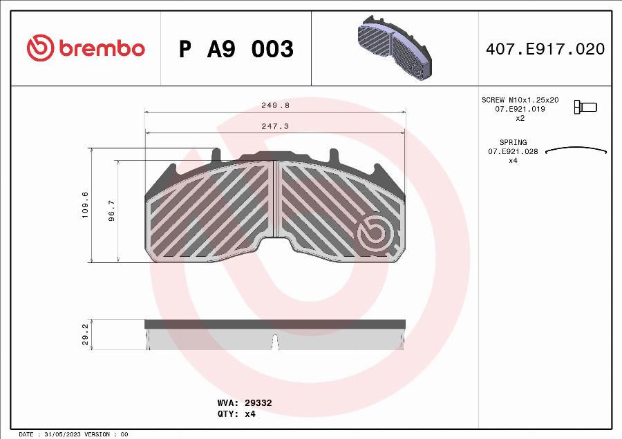 Brembo P A9 003 - Brake Pad Set, disc brake car-mod.net