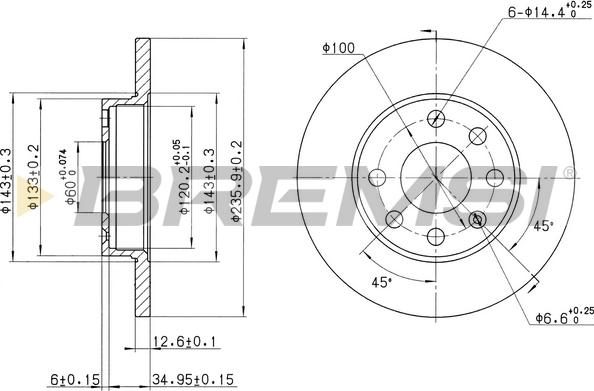 Bremsi CD6116S - Brake Disc car-mod.net
