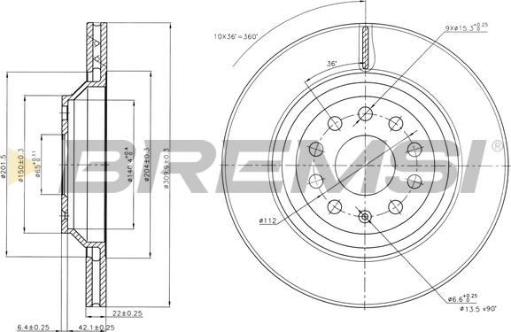 Bremsi CD7503V - Brake Disc car-mod.net