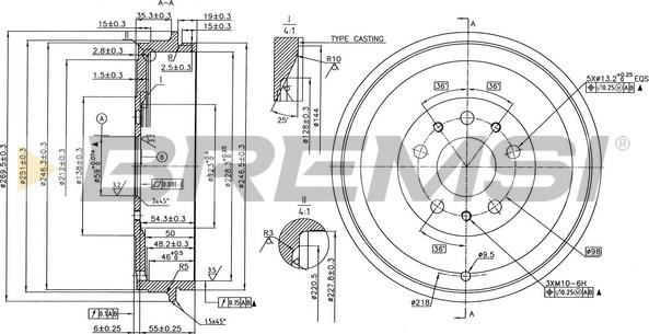 Bremsi CR5005 - Brake Drum car-mod.net