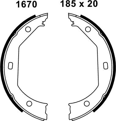 BSF 01670 - Brake Shoe Set, parking brake car-mod.net