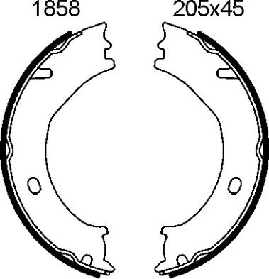 BSF 01858 - Brake Shoe Set, parking brake car-mod.net