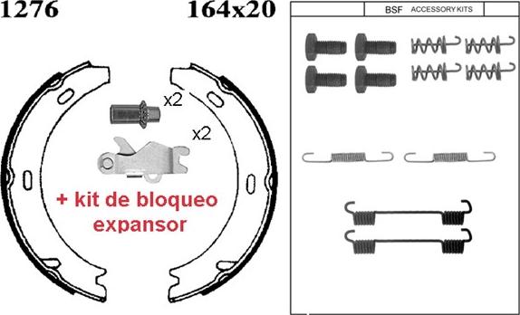 BSF 01276KC - Brake Shoe Set, parking brake car-mod.net