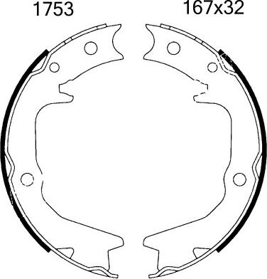 BSF 01753 - Brake Shoe Set, parking brake car-mod.net