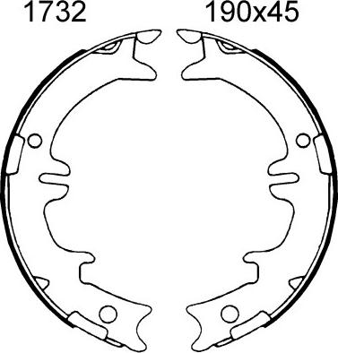 BSF 01732 - Brake Shoe Set, parking brake car-mod.net