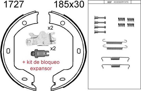 BSF 01727KC - Brake Shoe Set, parking brake car-mod.net