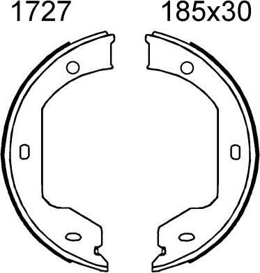 BSF 01727 - Brake Shoe Set, parking brake car-mod.net