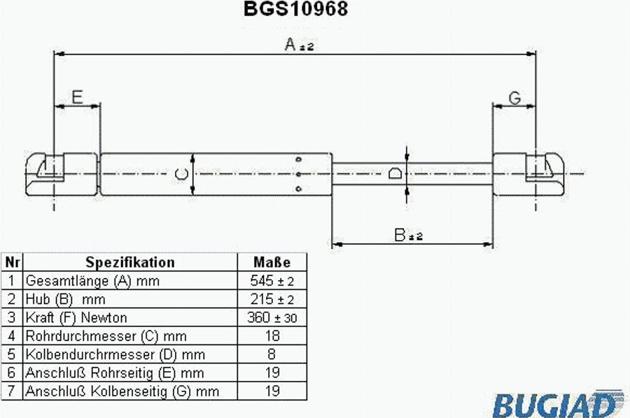 Bugiad BGS10968 - Gas Spring, boot, cargo area car-mod.net