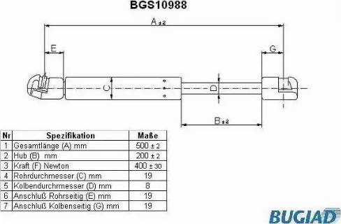 Bugiad BGS10988 - Gas Spring, boot, cargo area car-mod.net