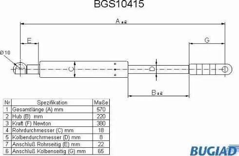 Bugiad BGS10415 - Gas Spring, boot, cargo area car-mod.net