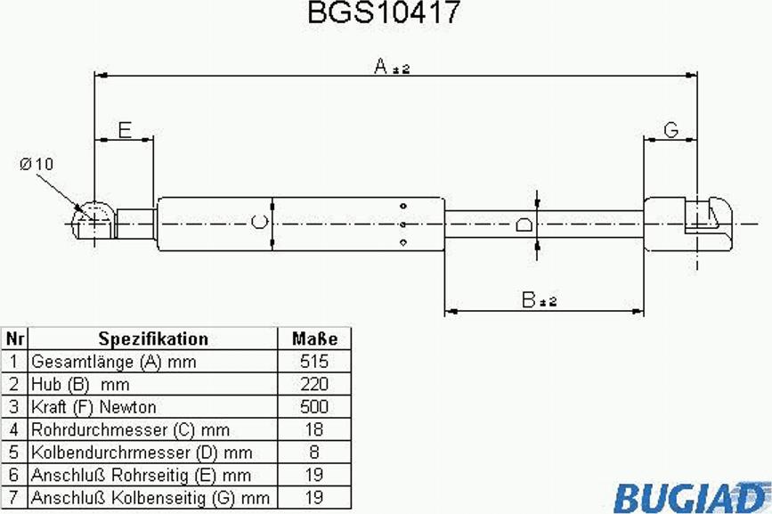 Bugiad BGS10417 - Gas Spring, boot, cargo area car-mod.net