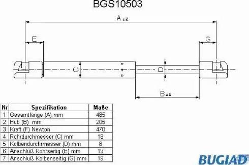 Bugiad BGS10503 - Gas Spring, boot, cargo area car-mod.net