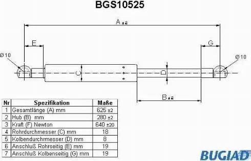 Bugiad BGS10525 - Gas Spring, boot, cargo area car-mod.net