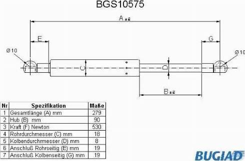 Bugiad BGS10575 - Gas Spring, boot, cargo area car-mod.net