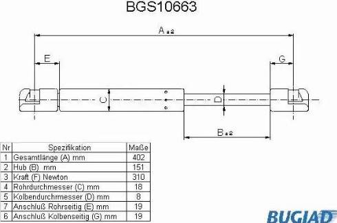 Bugiad BGS10663 - Gas Spring, boot, cargo area car-mod.net