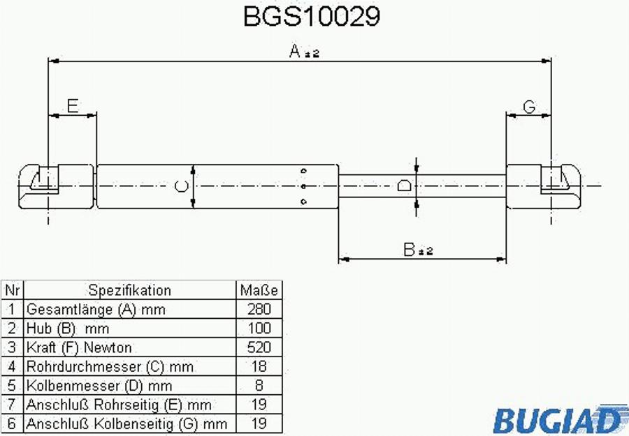 Bugiad BGS10029 - Gas Spring, boot, cargo area car-mod.net