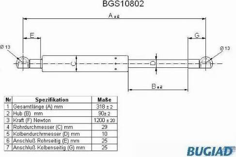 Bugiad BGS10802 - Gas Spring, boot, cargo area car-mod.net