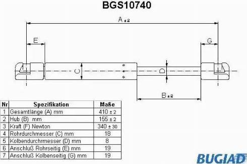 Bugiad BGS10740 - Gas Spring, boot, cargo area car-mod.net