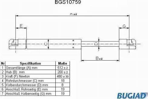 Bugiad BGS10759 - Gas Spring, boot, cargo area car-mod.net