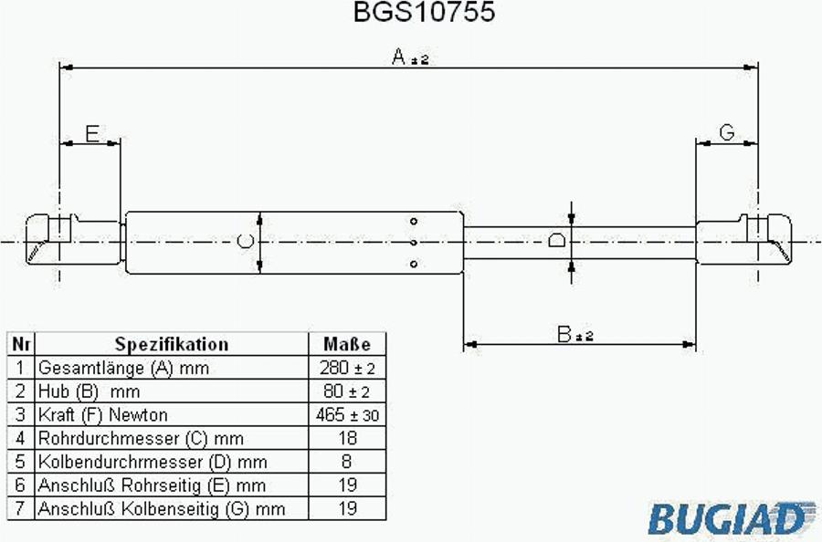 Bugiad BGS10755 - Gas Spring, boot, cargo area car-mod.net