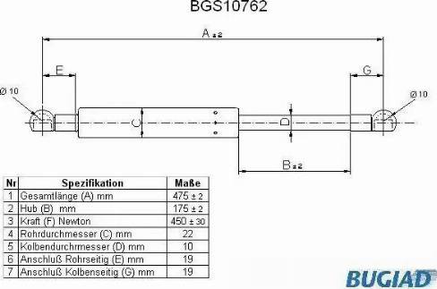 Bugiad BGS10762 - Gas Spring, boot, cargo area car-mod.net