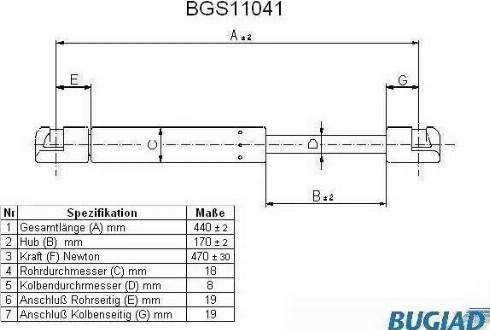 Bugiad BGS11041 - Gas Spring, boot, cargo area car-mod.net