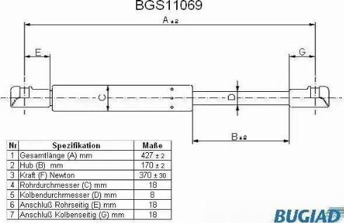 Bugiad BGS11069 - Gas Spring, boot, cargo area car-mod.net