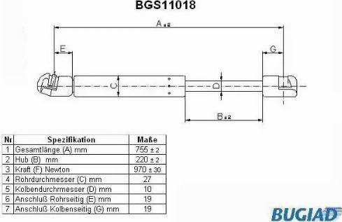 Bugiad BGS11018 - Gas Spring, boot, cargo area car-mod.net