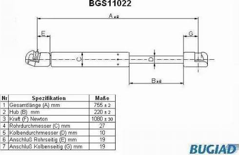 Bugiad BGS11022 - Gas Spring, boot, cargo area car-mod.net