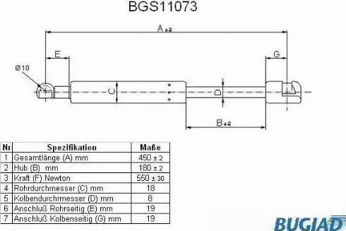Bugiad BGS11073 - Gas Spring, boot, cargo area car-mod.net