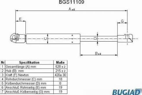 Bugiad BGS11109 - Gas Spring, boot, cargo area car-mod.net