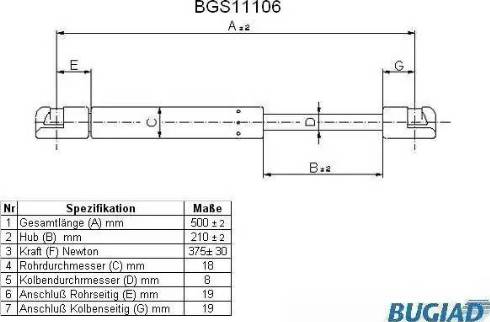 Bugiad BGS11106 - Gas Spring, boot, cargo area car-mod.net