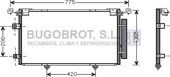 BUGOBROT 62-TO5319 - Condenser, air conditioning car-mod.net