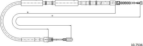 Cabor 10.7536 - Cable, parking brake car-mod.net