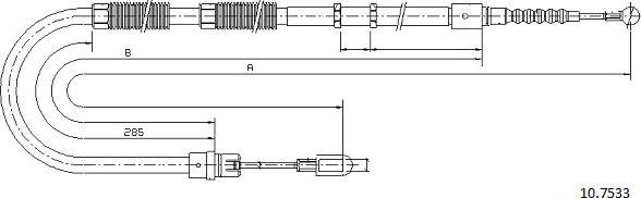 Cabor 10.7533 - Cable, parking brake car-mod.net