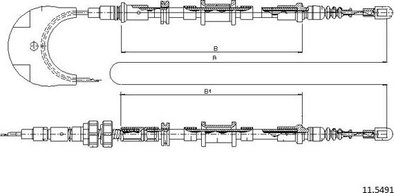 Cabor 11.5491 - Cable, parking brake car-mod.net