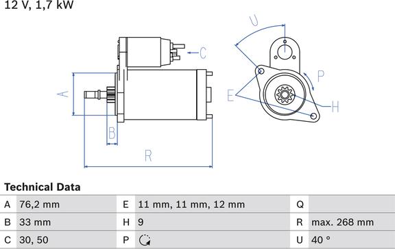 Carwood Group BREF0320986013050 - Starter car-mod.net