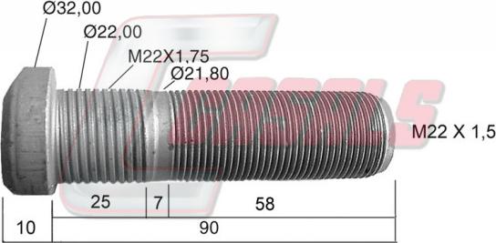 Casals 21491 - Stud, wheel hub car-mod.net